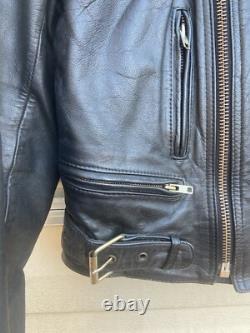 BERMAN'S Leather Motorcycle Jacket Vintage 80s Black Padded Cafe Racer Size 40L