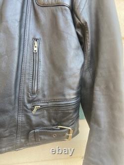 BERMAN'S Leather Motorcycle Jacket Vintage 80s Black Padded Cafe Racer Size 40L