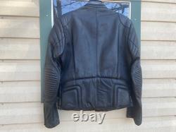 BERMAN'S Leather Motorcycle Jacket Vintage 80s Black Padded Cafe Racer Size 40L
