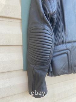 BERMAN'S Leather Motorcycle Jacket Vintage 80s Black Padded Cafe Racer Size 40L