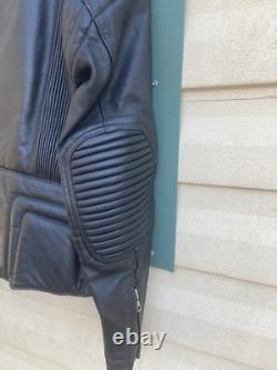 BERMAN'S Leather Motorcycle Jacket Vintage 80s Black Padded Cafe Racer Size 40L