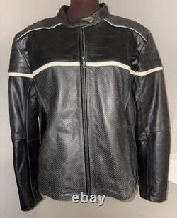 BILT Black Leather Cafe Racer Motorcycle Jacket XL Protective