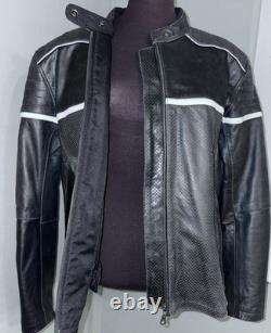 BILT Black Leather Cafe Racer Motorcycle Jacket XL Protective