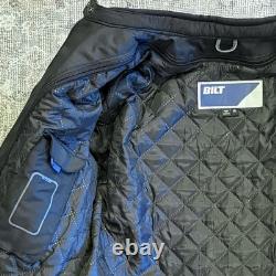BILT Black Leather Cafe Racer Motorcycle Jacket XL Protective