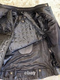 BILT Black Leather Cafe Racer Motorcycle Jacket XL Protective