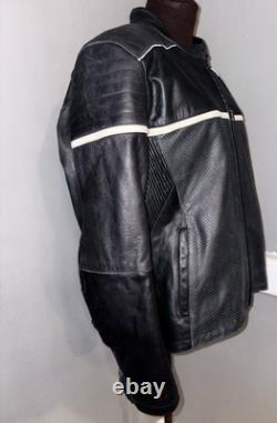 BILT Black Leather Cafe Racer Motorcycle Jacket XL Protective