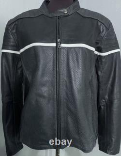 BILT Black Leather Cafe Racer Motorcycle Jacket XL Protective