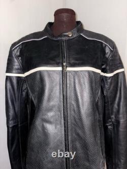 BILT Black Leather Cafe Racer Motorcycle Jacket XL Protective