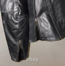 BILT Black Leather Cafe Racer Motorcycle Jacket XL Protective