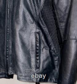 BILT Black Leather Cafe Racer Motorcycle Jacket XL Protective