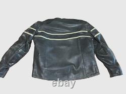 BILT Black Leather Motorcycle Jacket CE Armor Back Protector Mens Large Buffalo