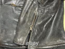BILT Black Leather Motorcycle Jacket CE Armor Back Protector Mens Large Buffalo