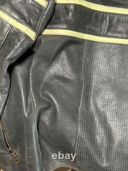 BILT Black Leather Motorcycle Jacket CE Armor Back Protector Mens Large Buffalo