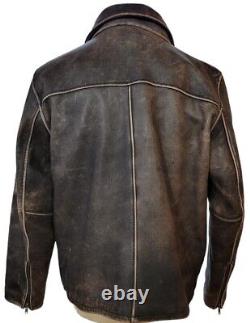 BLACK RIVET Mens XXL Genuine Leather Motorcycle Jacket Brown Distressed Look 2XL
