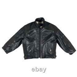 BMW Leather Motorcycle Jacket Mens Size 44R Full Zip Siena Buckle Straps Vintage