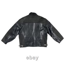 BMW Leather Motorcycle Jacket Mens Size 44R Full Zip Siena Buckle Straps Vintage
