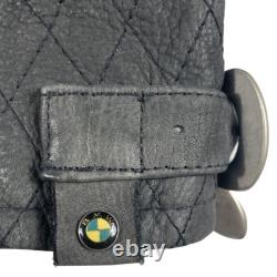 BMW Leather Motorcycle Jacket Mens Size 44R Full Zip Siena Buckle Straps Vintage