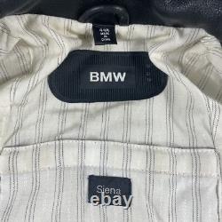 BMW Leather Motorcycle Jacket Mens Size 44R Full Zip Siena Buckle Straps Vintage