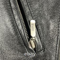 BMW Leather Motorcycle Jacket Mens Size 44R Full Zip Siena Buckle Straps Vintage