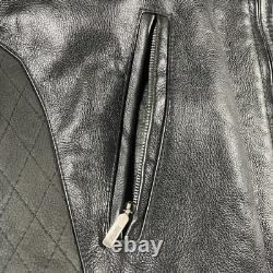 BMW Leather Motorcycle Jacket Mens Size 44R Full Zip Siena Buckle Straps Vintage