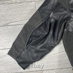 BMW Leather Motorcycle Jacket Mens Size 44R Full Zip Siena Buckle Straps Vintage