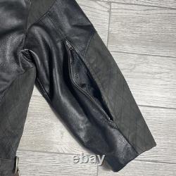 BMW Leather Motorcycle Jacket Mens Size 44R Full Zip Siena Buckle Straps Vintage