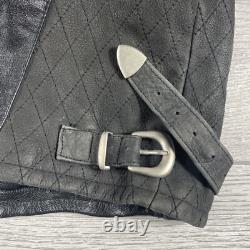 BMW Leather Motorcycle Jacket Mens Size 44R Full Zip Siena Buckle Straps Vintage