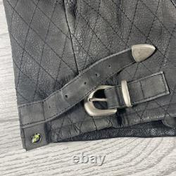 BMW Leather Motorcycle Jacket Mens Size 44R Full Zip Siena Buckle Straps Vintage