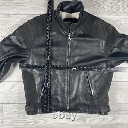 BMW Leather Motorcycle Jacket Mens Size 44R Full Zip Siena Buckle Straps Vintage