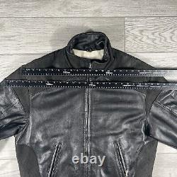 BMW Leather Motorcycle Jacket Mens Size 44R Full Zip Siena Buckle Straps Vintage