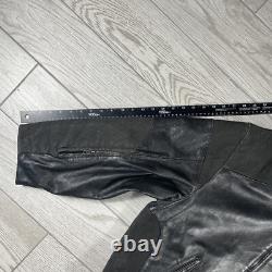 BMW Leather Motorcycle Jacket Mens Size 44R Full Zip Siena Buckle Straps Vintage