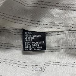 BMW Leather Motorcycle Jacket Mens Size 44R Full Zip Siena Buckle Straps Vintage