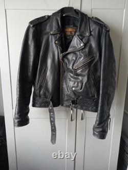 BONUS Genuine Leather Vintage Motorcycle Jacket Size 48 Sun Faded Spots Heavy