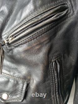 BONUS Genuine Leather Vintage Motorcycle Jacket Size 48 Sun Faded Spots Heavy