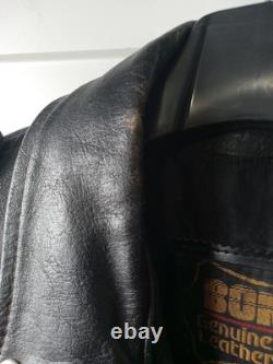 BONUS Genuine Leather Vintage Motorcycle Jacket Size 48 Sun Faded Spots Heavy