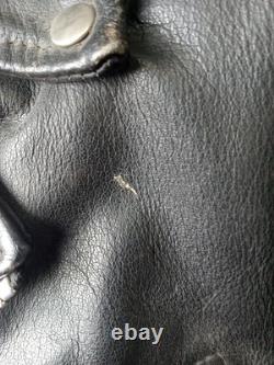 BONUS Genuine Leather Vintage Motorcycle Jacket Size 48 Sun Faded Spots Heavy