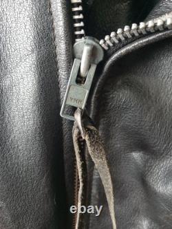BONUS Genuine Leather Vintage Motorcycle Jacket Size 48 Sun Faded Spots Heavy