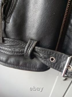 BONUS Genuine Leather Vintage Motorcycle Jacket Size 48 Sun Faded Spots Heavy