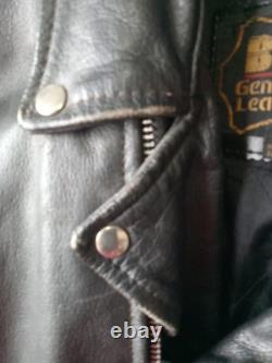 BONUS Genuine Leather Vintage Motorcycle Jacket Size 48 Sun Faded Spots Heavy