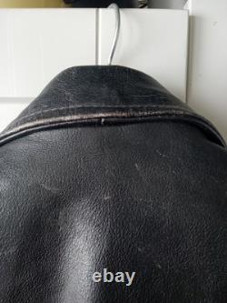 BONUS Genuine Leather Vintage Motorcycle Jacket Size 48 Sun Faded Spots Heavy