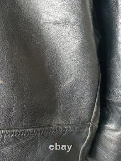 BONUS Genuine Leather Vintage Motorcycle Jacket Size 48 Sun Faded Spots Heavy