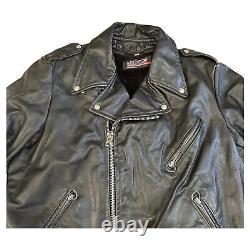 BROOKS vintage 1970s Black leather motorcycle jacket cafe racer biker Jacket USA