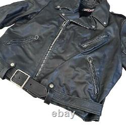 BROOKS vintage 1970s Black leather motorcycle jacket cafe racer biker Jacket USA