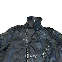 BROOKS vintage 1970s Black leather motorcycle jacket cafe racer biker Jacket USA