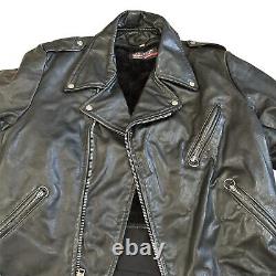 BROOKS vintage 1970s Black leather motorcycle jacket cafe racer biker Jacket USA
