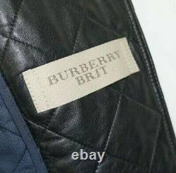 BURBERRY BRIT Black Lambskin Leather Quilted Moto Biker Jacket
