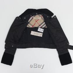 BURBERRY BRIT Real Shearling Motorcycle Moto Style Jacket Coat Black SIZE 2 XS