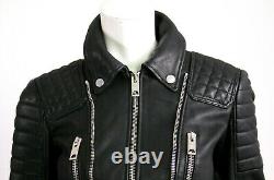 BURBERRY PRORSUM $3,595 Black Leather Belted Biker Motorcycle Jacket 42