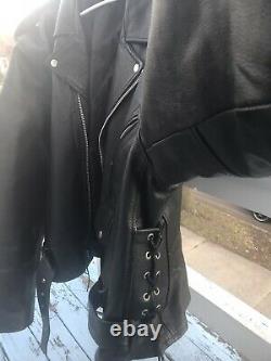 Badass Heavy Leather Biker Jacket! 3M Thinsulate! Punk + Metal Iconic Style