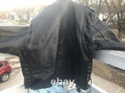 Badass Heavy Leather Biker Jacket! 3M Thinsulate! Punk + Metal Iconic Style